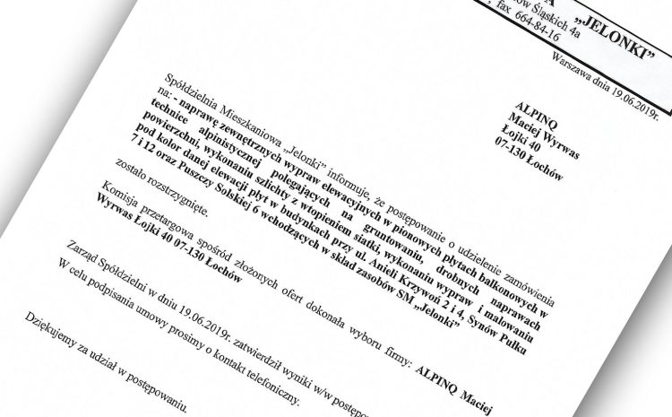  Wygraliśmy przetarg