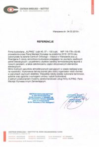 alpinQ - referencje - Centrum Onkologii
