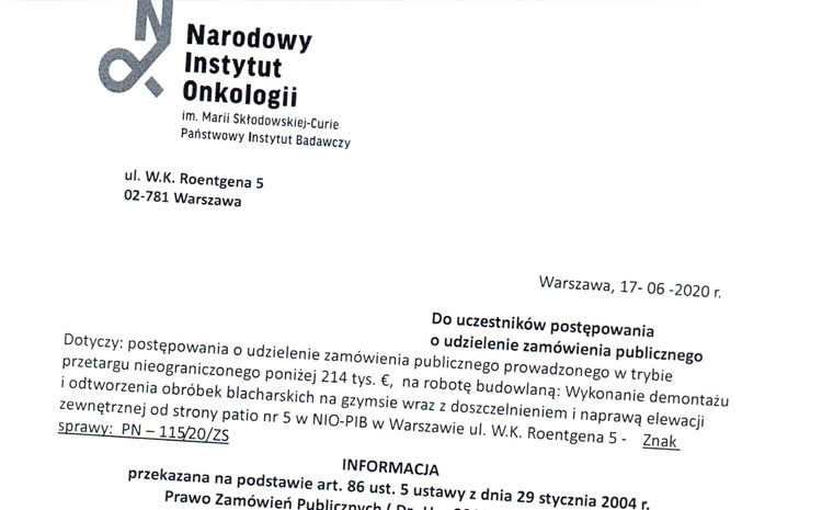  Wystartowaliśmy w&nbsp;przetargu na&nbsp;prace remontowe